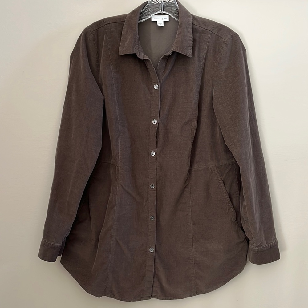 J Jill Corduroy Tunic Length Button Down Shirt size XS
